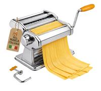 AKITAInk Macchina per Pasta Manuale Nonna Pina, Sfogliatrice in Acciaio Inox con 3 Rulli in Alluminio per Sfoglia, Tagliatelle e Tagliolini, con Morsetto da Tavolo