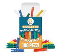 Akitaink Mollette per bucato in plastica 100 Pezzi COLORATE, Antisegno, Ecologiche, Antiruggine, da plastica post consumo. Misura grande, Resistenti Antivento per panni