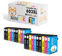 AkitaINK Multipack 20 Cartucce d'inchiostro 603 XL 603XL compatibili con Epson Home XP-2100 XP-2105 XP-3100 XP-4100 Workforce WF-2810 WF-2830 WF-2850 (8 nero, 4 ciano, 4 magenta, 4 giallo)
