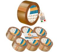 AKITAInk Nastro Adesivo Marrone per Imballaggio 6 Rotoli Avana - 50mm x 66m x 76mm - PP Silenzioso, Alta Aderenza, Resistente a Strappi - Ideale per Pacchi, Scatole, Spedizioni e Trasloco