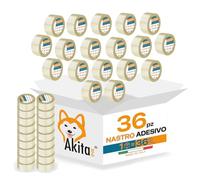 AKITAInk Nastro Adesivo Per Imballaggi Pacchi 36 pcs 50×66 Metri Nastro da Imbalaggio Silenzioso, Fortemente Adesivo e Resistente all' Acqua. (36, TRASPARENTE)