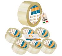 AKITAInk Nastro Adesivo Trasparente per Imballaggio 6 Rotoli - 50mm x 66m x 76mm - PP Silenzioso, Alta Aderenza, Resistente a Strappi - Ideale per Pacchi, Scatole, Spedizioni e Trasloco