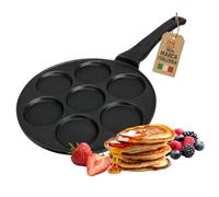 AKITAInk Padella per Pancake 26 cm con 7 Stampi, Antiaderente, per Mini Pancake, Uova e Crepes, Adatta a Induzione, Lavabile in Lavastoviglie