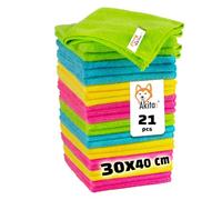 AKITAInk Panno in microfibra - 21 Panni in microfibra per la Pulizia 30 x 40 cm Multicolore, Riutilizzabile, Lavabile per Casa, Cucina, Auto, Vetri, Strofinacci senza Pelucchi e senza Strisce (21)