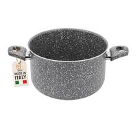 AKITAInk Pentola Antiaderente Effetto Pietra 22 cm in Alluminio con Manici Soft Touch e Coperchio, Made in Italy, Adatta a Tutti i Piani Cottura (No Induzione)