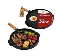 Akitaink Piastra Grill Double Tonda 32 cm Antiaderente Alluminio