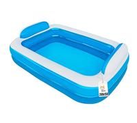 Akitaink Piscina Gonfiabile Family 200x150x50 cm | Con Cuscini Incorporati, PVC Resistente, 2 Anelli, Azzurro Bianco, Per Bambini dai 3 Anni