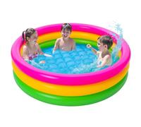 Akitaink Piscina per bambini Baby 3 Anelli 102x25 cm | Rosa Giallo Verde, Fondo Morbido, PVC Sicuro, Per Bambini 1-3 Anni