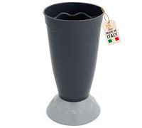 AKITAInk Portaombrelli Vulcano 27x27x50,5 cm Grigio scuro Antracite | Plastica Resistente con Decoro a Onde | Design Moderno per Casa e Ufficio