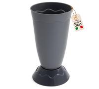 AKITAInk Portaombrelli Vulcano Moderno 27x27x50,5 cm | Porta Ombrelli in Plastica Resistente con Decoro a Onde | Design Elegante e Funzionale per Ingresso Casa o Ufficio (GRIGIO)