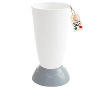 AKITAInk Portaombrelli Vulcano Moderno 27x27x50,5 cm | Porta Ombrelli in Plastica Resistente con Decoro a Onde | Design Elegante e Funzionale per Ingresso Casa o Ufficio (BIANCO)