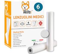 AkitaINK Rotolo carta lettino massaggio, Confezione da 6 Rotoli da 60 cm, 100% Cellulosa Morbidi e Assorbenti, Rotoli Carta Lettino Estetista e Terapie, Lenzuolini Medici Igienici Monouso