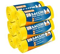 Akitaink Sacchi Spazzatura 50x60 cm Gialli con Legacci, 120 Pezzi