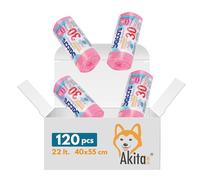 Akitaink Sacco per Bagno 120 Sacchi Rosa, 40 cm x 55 cm per la raccolta differenziata da interno, Sacchetti di Plastica per la pattumiera del bagno o della cucina - 4 Confezioni Da 30 Pezzi, 120 Unità