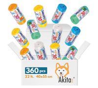 Akitaink Sacco per Bagno 360 Sacchi Colorati 40 x 55 cm per la raccolta differenziata da interno, Sacchetti di Plastica per la pattumiera del bagno o della cucina, 12 Confezioni da 30 Pezzi 360 Unità
