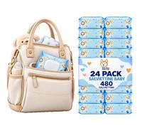 Akitaink Salviettine Umidificate Pocket con Pop-Up, 24 Pack, 480 Pezzi, Baby Talco