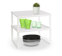 AKITAInk Scaffale Portaspezie, Set di 2 Scaffali Impilabili, Versatili e Robusti - Organizzatori da Cucina Espandibili, Scaffale da Cucina Impilabile, Metallo, Bianco (SET 2 SCAFFALI GRANDI)