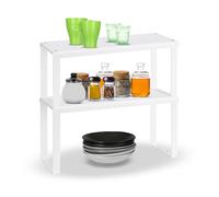 AKITAInk Scaffale Portaspezie, Set di 2 Scaffali Impilabili, Versatili e Robusti - Organizzatori da Cucina Espandibili, Scaffale da Cucina Impilabile, Metallo, Bianco (SET 2 SCAFFALI PICCOLI)