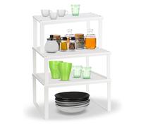 AKITAInk Scaffale Portaspezie, Set di 3 Scaffali Impilabili, Versatili e Robusti - Organizzatori da Cucina Espandibili, Scaffale da Cucina Impilabile, Metallo, Bianco (KIT 3 SCAFFALI)