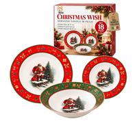 Akitaink Set 18 Piatti Christmas Wish in Porcellana