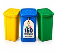 Akitaink Set 3 Pattumiere 50 Litri Differenziata