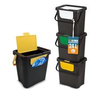 AKITAInk - Set 3 Pattumiere 72 litri AKITAPATRAP - Kit Bidoni pattumiera per Raccolta differenziata, Design Funzionale e Coperchio con Sportellino Frontale e Superiore Colorati, Made in Italy