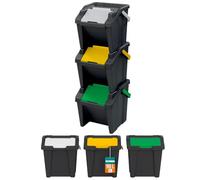 AKITAInk - Set 3 Pattumiere Differenziata da 30L Impilabili - Modello AKIPATMODE con Coperchi, Plastica, Vetro, Misto | Design Pratico e Ampia Capacità