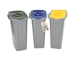 AKITAInk Set 3 Pattumiere Slim Impilabili Raccolta Differenziata - Cestini Salvaspazio in Plastica Resistente per Cucina, Ufficio e Bagno