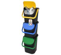 AKITAInk Set 3 Pattumiere Tower Bin da 30 Litri, Contenitori Modulari per Raccolta Differenziata, Impilabili, Salvaspazio, Uso Interno, 40x40x42 cm