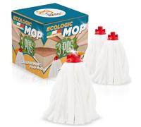 Akitaink Set 3 Pezzi MOP ECOLOGIC Mocio Ecologico in Composizione Viscosa di Poliestere con Aggancio Universale per Lavapavimenti Pulizia Profonda e Massima Assorbenza su Ogni Superficie Made in Italy