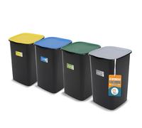 AKITAInk - Set 4 Bidoni per Raccolta Differenziata da 50L - Modello AKIJAZZ4 | Soluzione Pratica per una Separazione Facile e Ordinata dei Rifiuti - Made in Italy