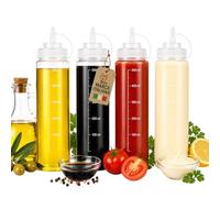 AKITAInk Set 4 Bottiglie Squeeze per Salse Dosatrici in Plastica da 500 ml, Contenitori Ideali per Ketchup, Olio, Condimenti e Cucina