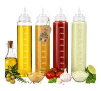 AKITAInk Set 4 Bottiglie Squeeze per Salse Dosatrici in Plastica da 800 ml, Contenitori Ideali per Ketchup, Olio, Condimenti e Cucina