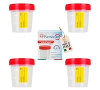 Akitaink - Set 4 Contenitori Urine Sterili 120 ml | Tappo a Vite e Etichetta | Vasetti Monouso per Analisi e Urinocoltura | Confezionati Singolarmente in scatolo singolo | Made in Italy