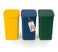 AKITAINK Set di 3 contenitori da 50L - Totale 150 litri, per la raccolta differenziata AKIPATU2. Bidoni colorati in plastica robusta, perfetti per cucina, giardino e spazi esterni - Prodotto in Italia