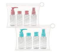 AkitaInk - Set Flaconi da Viaggio con Borsa Trasparente | Bottigliette 100ml TSA Approved per Aereo, Cosmetici e Liquidi (ROSA-CELESTE)
