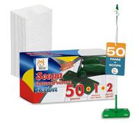 Akitaink - Set Scopa catturapolvere, con 1 Manico + 50 panni Panni Di Ricambio per catturare e Intrappolare la polvere + 2 panni umidi per lavare - Pulizia Profonda e Senza Sforzo