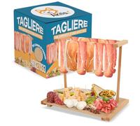 AKITAInk Tagliere per Aperitivo, appendi prosciutto in Legno di faggio, Tagliere con Stand Appendi Affettati, Vassoio per Salumi, Formaggi Ideale per Aperitivi, Apericena Made in Italy (49x27x33 cm)