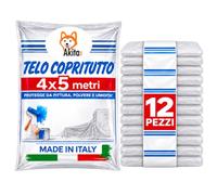 Akitaink Telo copritutto, Copertura Multiuso AkitaInk: Set da 6 o 12 Teli Trasparenti da 4x5 m per Pittura e Protezione, Resistente, Universale, Impermeabile