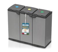 AKITAInk Tris Pattumiera Differenziata 80-110 Litri Totali 240-330L - Mobile Raccolta Rifiuti con 3 Contenitori, Doppia Apertura, Plastica Resistente, Made in Italy