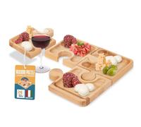 Akitaink Vassoio Aperitivo Puzzle - Set da 4 Pezzi Componibili in Legno di Faggio, Eleganza e Funzionalità con reggi bicchiere, Made in Italy