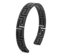 Akitsune Argius Bracciale | Polsino Antico Meandro Bracciali Antico Greco Donne Uomini in Acciaio Inox - Nero Argento Oro, 60 mm, Acciaio inossidabile Acciaio legato Argento