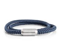 Akitsune Bracciale in nylon con corda da vela Mare | 5 mm di larghezza | Chiusura a capsula magnetica doppio avvolgimento Donna Uomo Nautico - Argento-Blu 19,00 cm