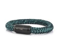 Akitsune Bracciale Portus Sailing Rope | Bracciale con chiusura magnetica a capsula, ancora da donna, uomo, stile marittimo - Nero opaco - Verde 18 cm