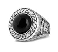 Akitsune Mortis Anello | Acciaio inossidabile Ornamento Uomini Donne anello di disegno della Gran Crociato Seals - Silver - 8 US