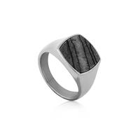 Akitsune Opus Ring | Anello Design Donne Uomini Acciaio Inox Grande Sigillo Minimalista - Argento - Marmo - US 7