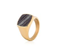 Akitsune Opus Ring | Anello Design Donne Uomini Acciaio Inox Grande Sigillo Minimalista - Oro - Marmo - US 7
