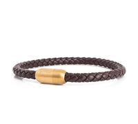 Akitsune Silva Bracciale in Vera Pelle | 5 mm | Chiusura Magnetica Braccialetti Donna Uomo Bracciale in Acciaio Inox Semplice - Argento Nero Opaco Oro, One Size, Acciaio inossidabile Pelle Argento
