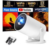 AKIYO O2 Proiettore Apps integrate, 2026 Upgraded 18000 Lumens WiFi 6 BT5.4 | Support 4K 1080P Auto Keystone Rotabile 180° Proiettore Portatile Compatibile con HDMI/TV Stick/Memory Stick/Laptop/PS5