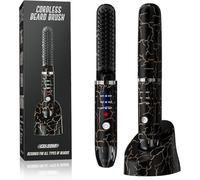 AKJ Lisciante per capelli da barba da uomo senza fili riscaldato portatile mini piastra per capelli con 3 impostazioni di temperatura spazzola per capelli spessi e ricci, kit per la cura del corpo